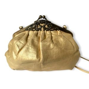 Vintage metallic leather purse with Art Nouveau inspired clasp